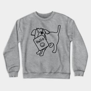 Cute Dog Says Hello Outline Crewneck Sweatshirt